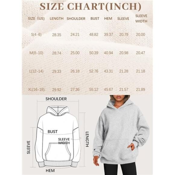 Womens Hoodies Oversized Sweatshirts Pullover Fleece Sweaters Winter Fall Outfit - Picture 7 of 8